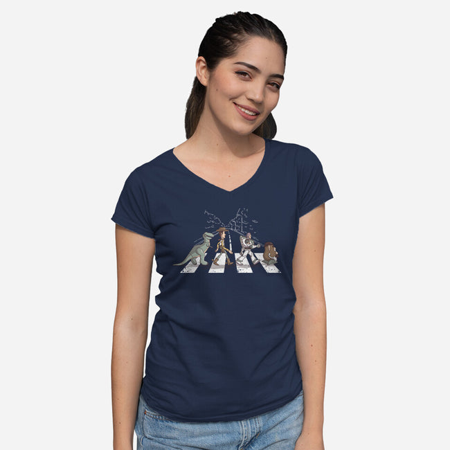 Friendship Road-Womens-V-Neck-Tee-retrodivision