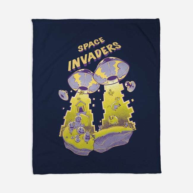 Space Invaders-None-Fleece-Blanket-Under Flame