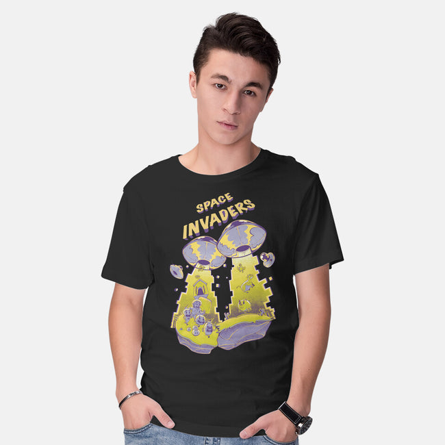 Space Invaders-Mens-Basic-Tee-Under Flame