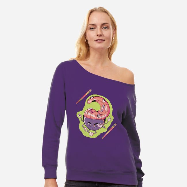 Peace Ramen-Womens-Off Shoulder-Sweatshirt-Under Flame