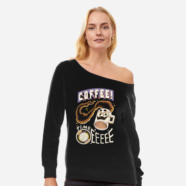 Coffee Time-Womens-Off Shoulder-Sweatshirt-Under Flame