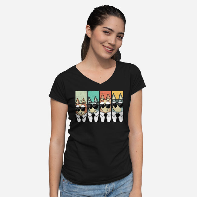 Reservoir Heelers-Womens-V-Neck-Tee-retrodivision