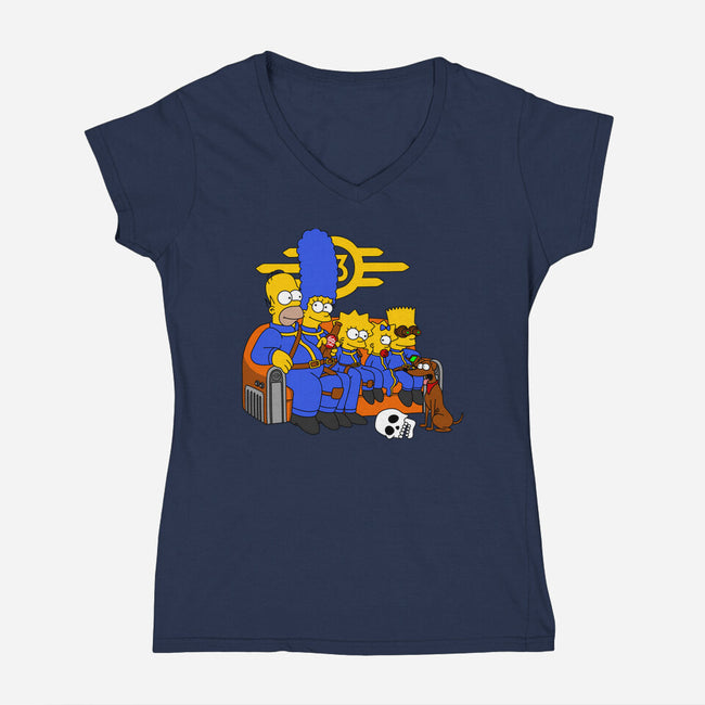 Nuclear Family-Womens-V-Neck-Tee-drbutler