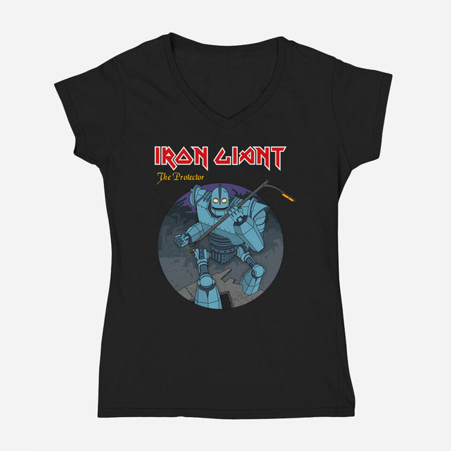 Iron Giant Protector-Womens-V-Neck-Tee-drbutler