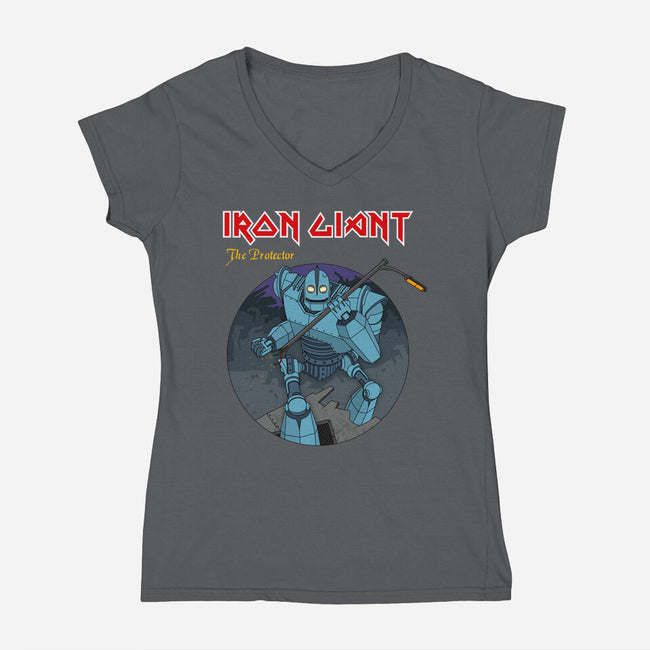 Iron Giant Protector-Womens-V-Neck-Tee-drbutler