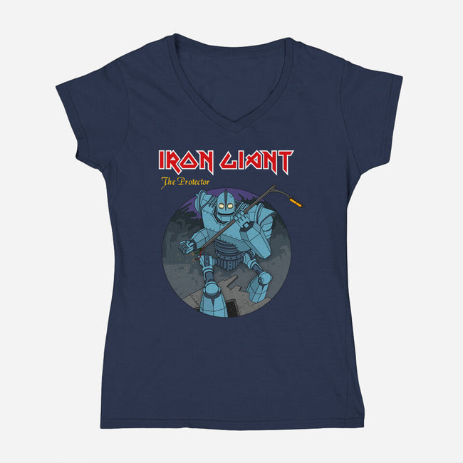 Iron Giant Protector-Womens-V-Neck-Tee-drbutler