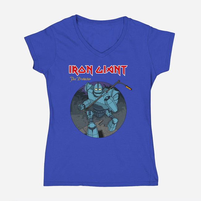 Iron Giant Protector-Womens-V-Neck-Tee-drbutler