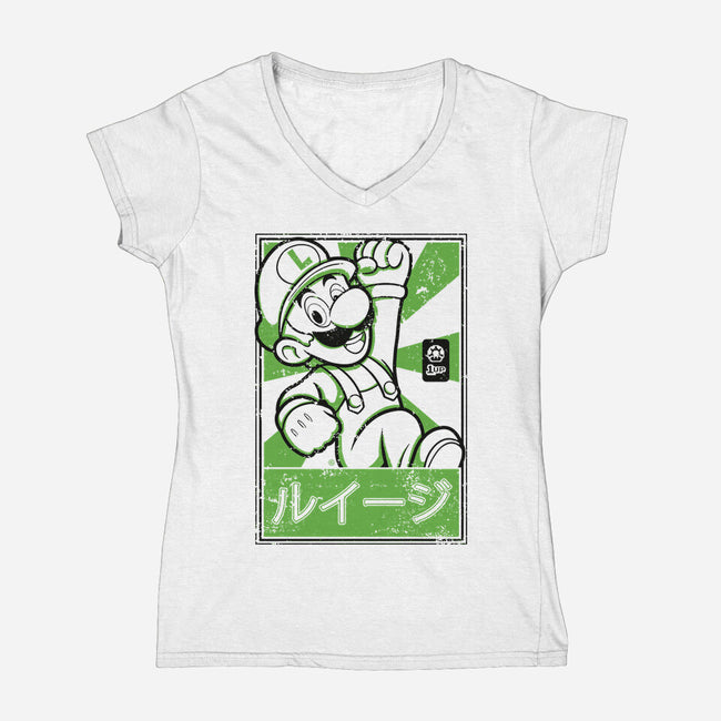 Luigi Japan-Womens-V-Neck-Tee-FernandoSala