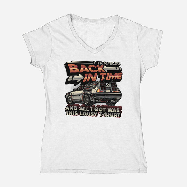 Let's Travel Back In Time-Womens-V-Neck-Tee-glitchygorilla