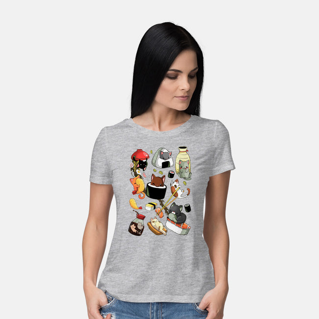 Sushi Cats-Womens-Basic-Tee-Vallina84