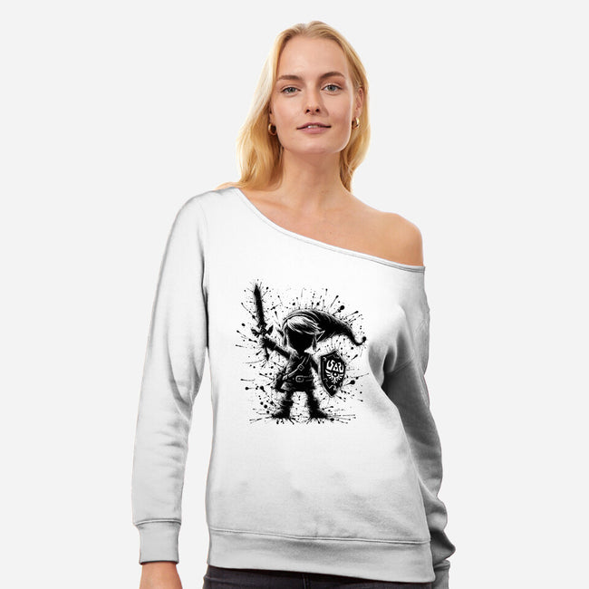 Link Splash-Womens-Off Shoulder-Sweatshirt-alnavasord