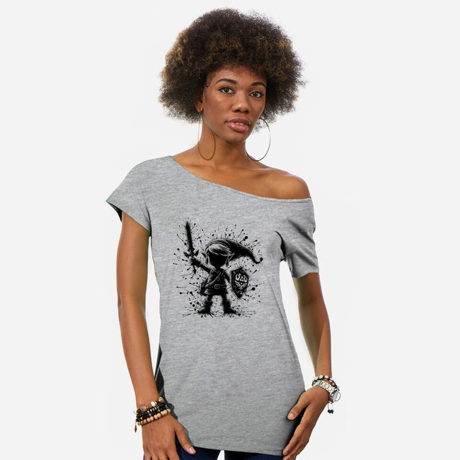 Link Splash-Womens-Off Shoulder-Tee-alnavasord