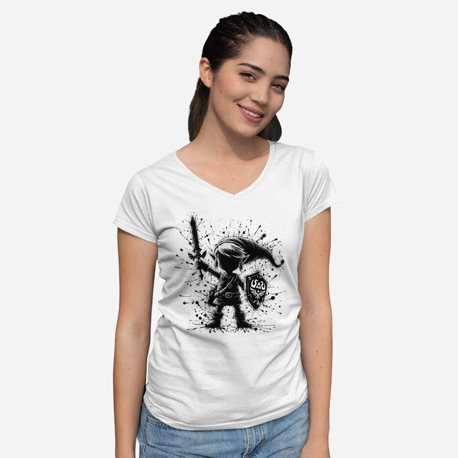 Link Splash-Womens-V-Neck-Tee-alnavasord