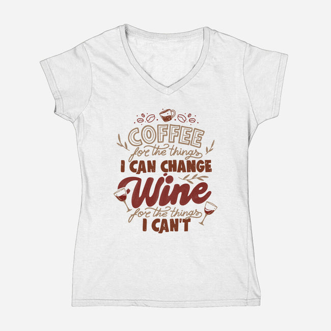 Coffee And Wine-Womens-V-Neck-Tee-tobefonseca