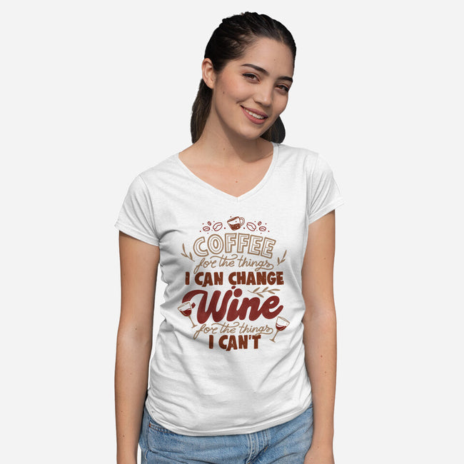 Coffee And Wine-Womens-V-Neck-Tee-tobefonseca