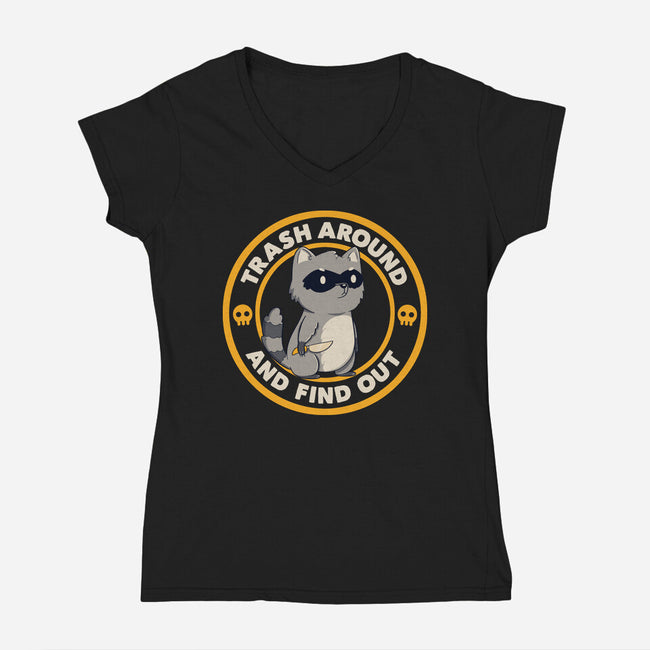 Trash Around Raccoon-Womens-V-Neck-Tee-tobefonseca