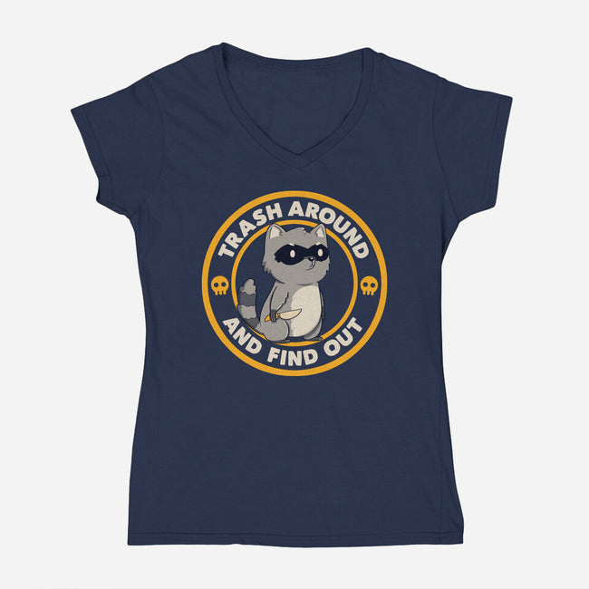 Trash Around Raccoon-Womens-V-Neck-Tee-tobefonseca