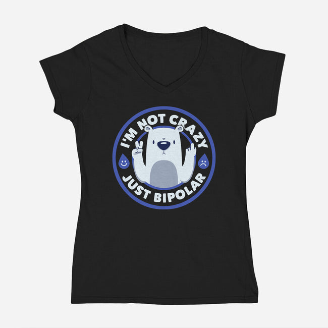 Not Crazy Bipolar Bear-Womens-V-Neck-Tee-tobefonseca