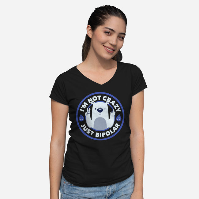 Not Crazy Bipolar Bear-Womens-V-Neck-Tee-tobefonseca