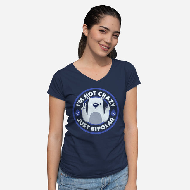 Not Crazy Bipolar Bear-Womens-V-Neck-Tee-tobefonseca