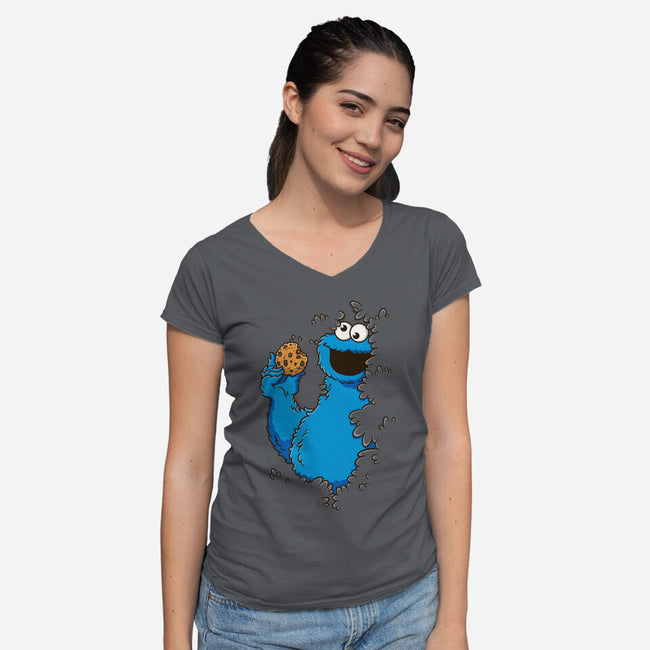 Cookie Bush-Womens-V-Neck-Tee-Barbadifuoco