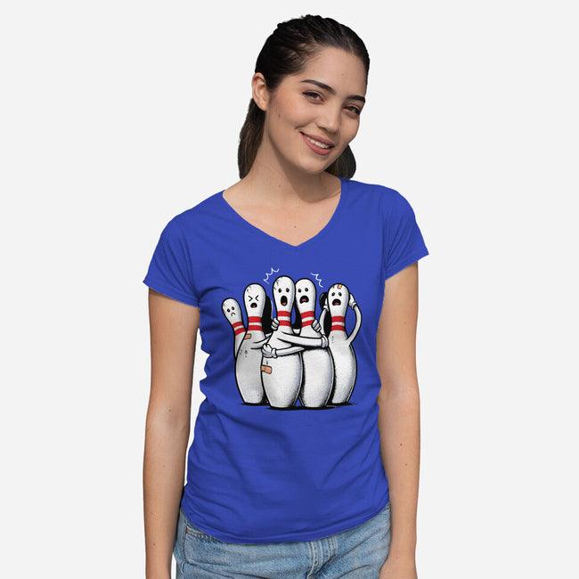 Panic At The Bowling Alley-Womens-V-Neck-Tee-GoshWow