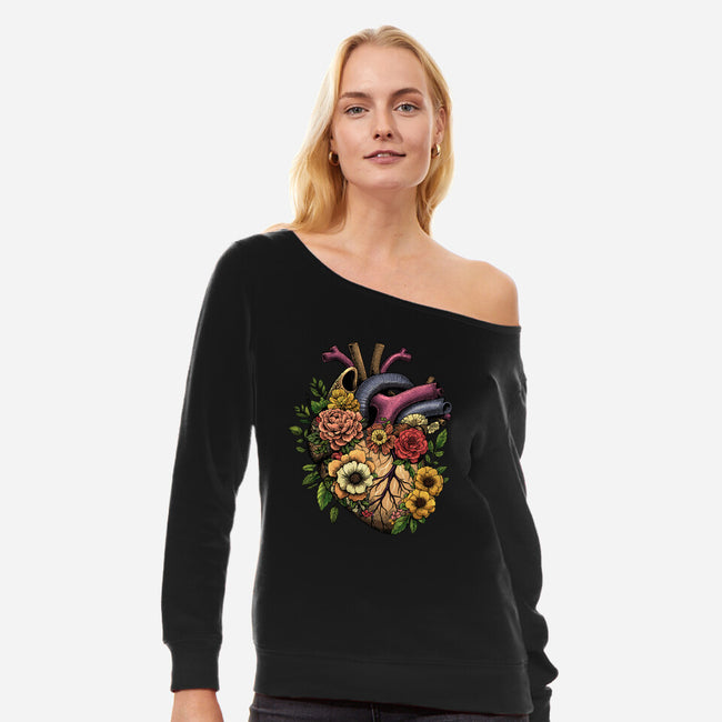 Bloomin Heart-Womens-Off Shoulder-Sweatshirt-GoshWow