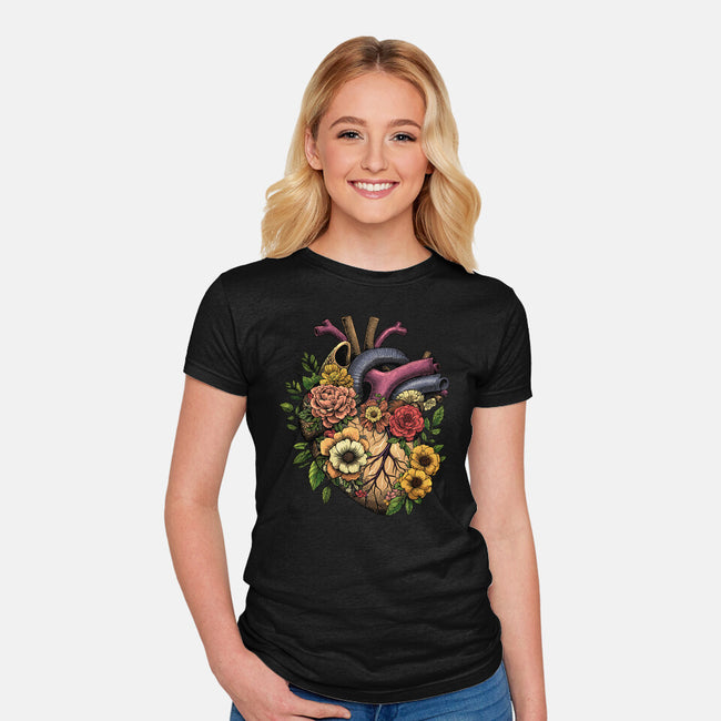 Bloomin Heart-Womens-Fitted-Tee-GoshWow