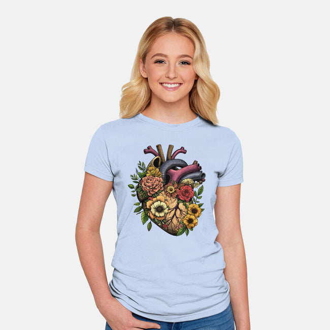 Bloomin Heart-Womens-Fitted-Tee-GoshWow