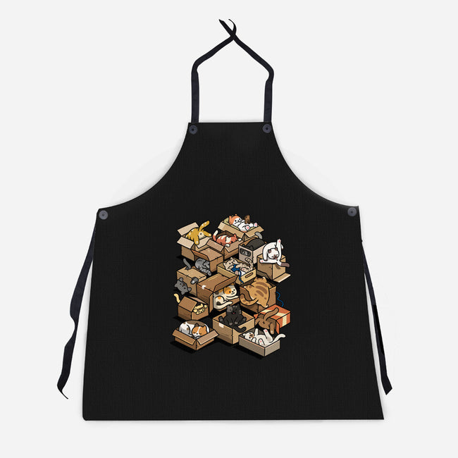 Cardboard Cats-Unisex-Kitchen-Apron-Wowsome