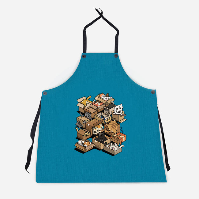 Cardboard Cats-Unisex-Kitchen-Apron-Wowsome