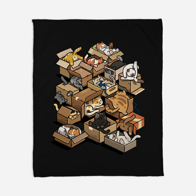 Cardboard Cats-None-Fleece-Blanket-Wowsome