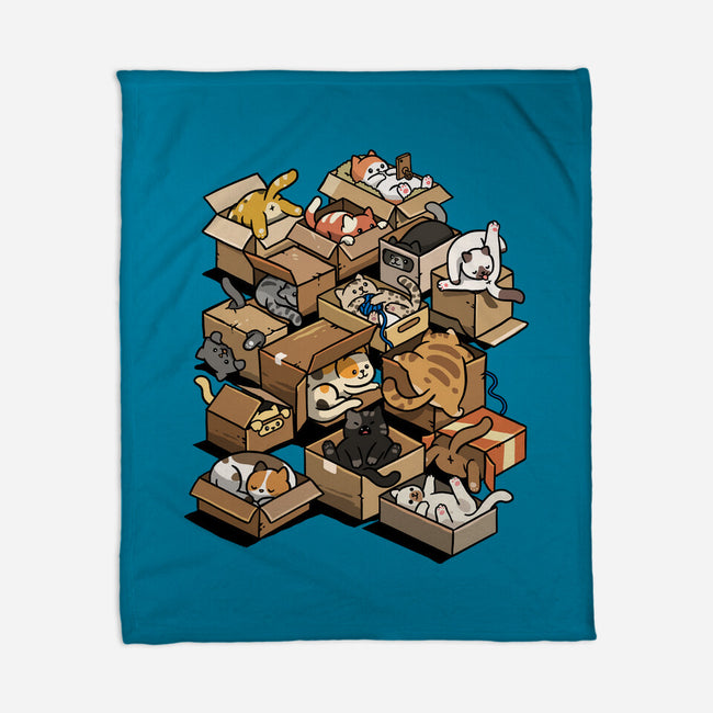 Cardboard Cats-None-Fleece-Blanket-Wowsome