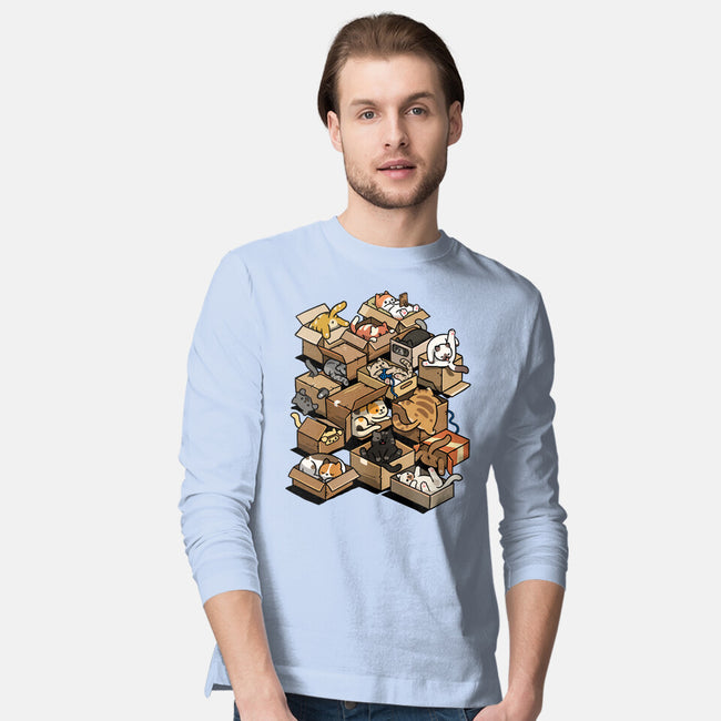 Cardboard Cats-Mens-Long Sleeved-Tee-Wowsome