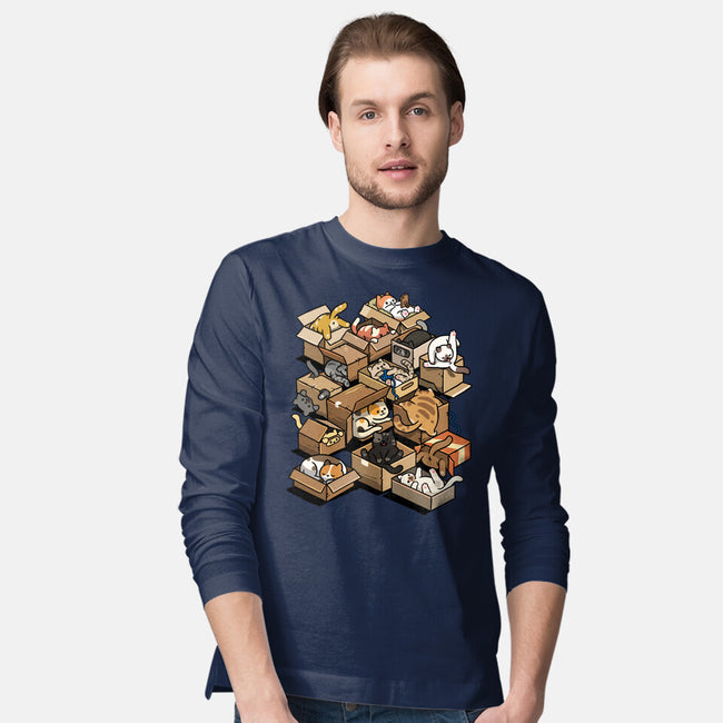 Cardboard Cats-Mens-Long Sleeved-Tee-Wowsome