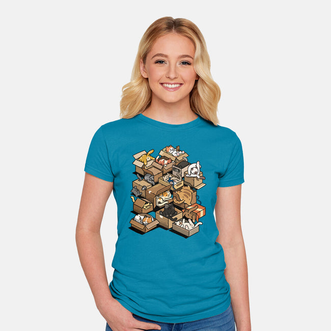 Cardboard Cats-Womens-Fitted-Tee-Wowsome