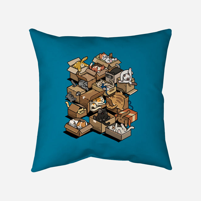 Cardboard Cats-None-Removable Cover-Throw Pillow-Wowsome