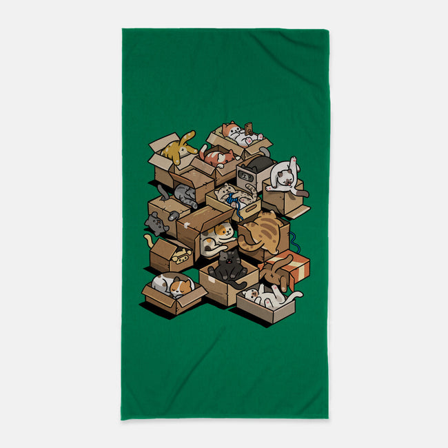 Cardboard Cats-None-Beach-Towel-Wowsome