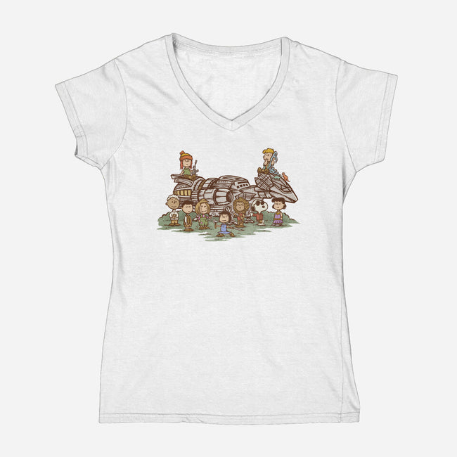 Browncoat Beagle-Womens-V-Neck-Tee-kg07