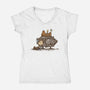 The Lazy Beagle-Womens-V-Neck-Tee-kg07