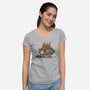 The Lazy Beagle-Womens-V-Neck-Tee-kg07