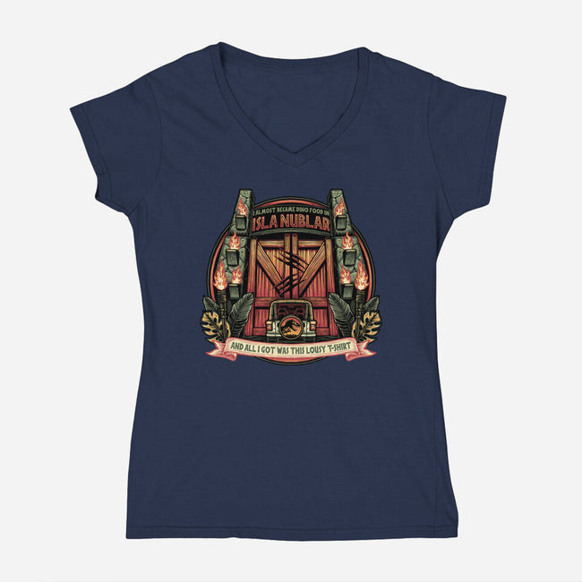 Dino Food In Isla Nublar-Womens-V-Neck-Tee-glitchygorilla