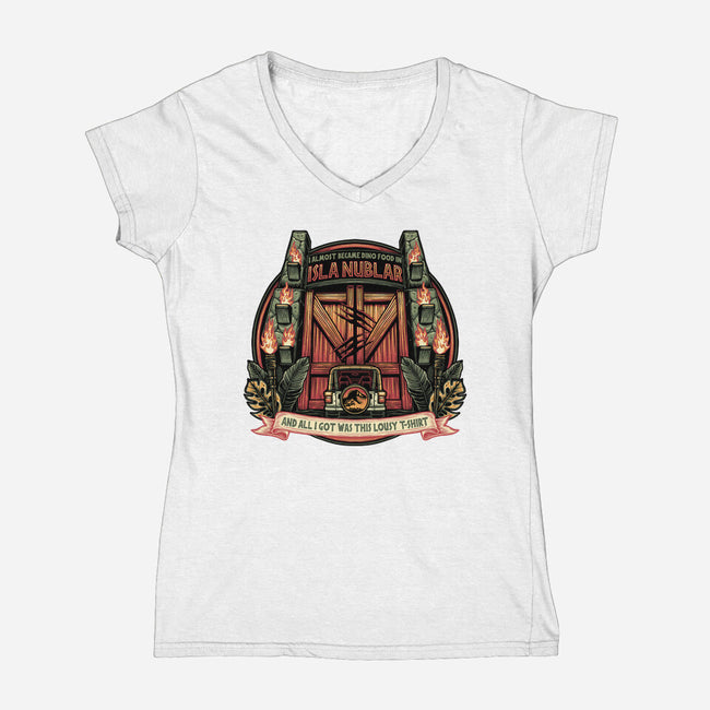 Dino Food In Isla Nublar-Womens-V-Neck-Tee-glitchygorilla