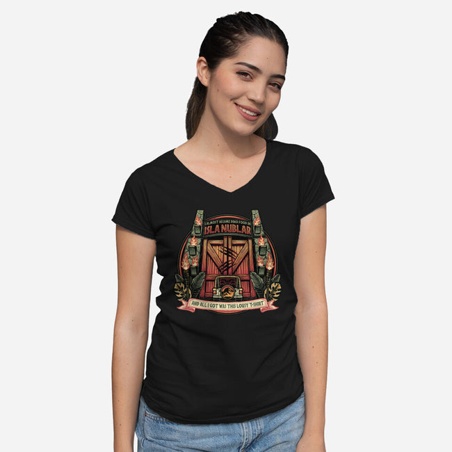 Dino Food In Isla Nublar-Womens-V-Neck-Tee-glitchygorilla