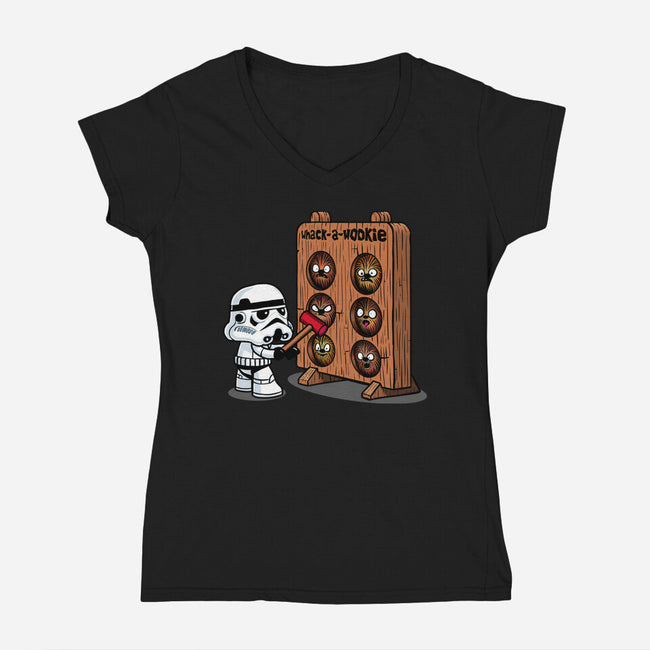 Whack A Wookie-Womens-V-Neck-Tee-MelesMeles