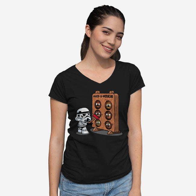 Whack A Wookie-Womens-V-Neck-Tee-MelesMeles