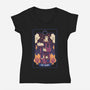 The Tower Cat Tarot-Womens-V-Neck-Tee-tobefonseca