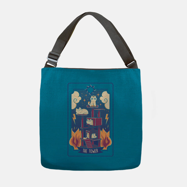 The Tower Cat Tarot-None-Adjustable Tote-Bag-tobefonseca