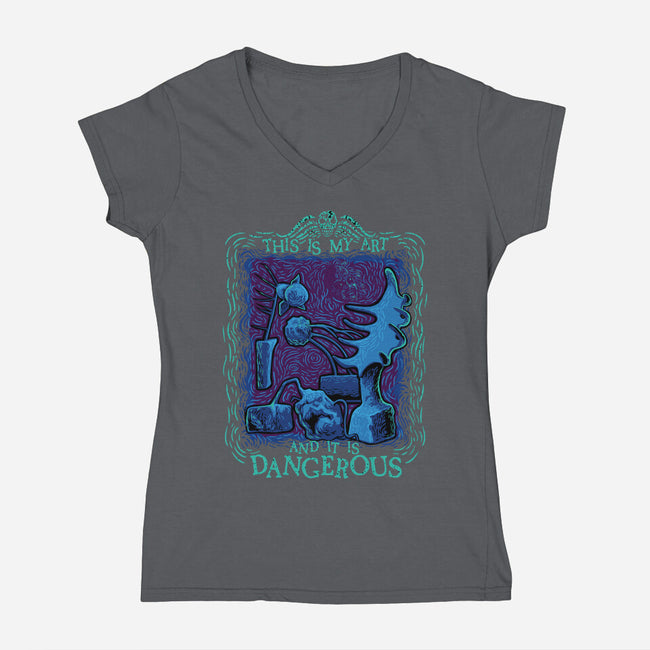 Dangerous Art-Womens-V-Neck-Tee-daobiwan