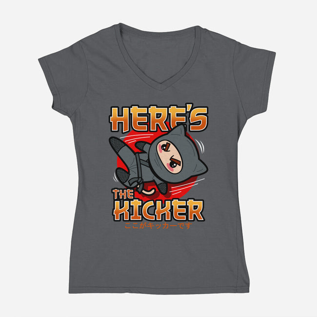 Here's The Kicker-Womens-V-Neck-Tee-Boggs Nicolas